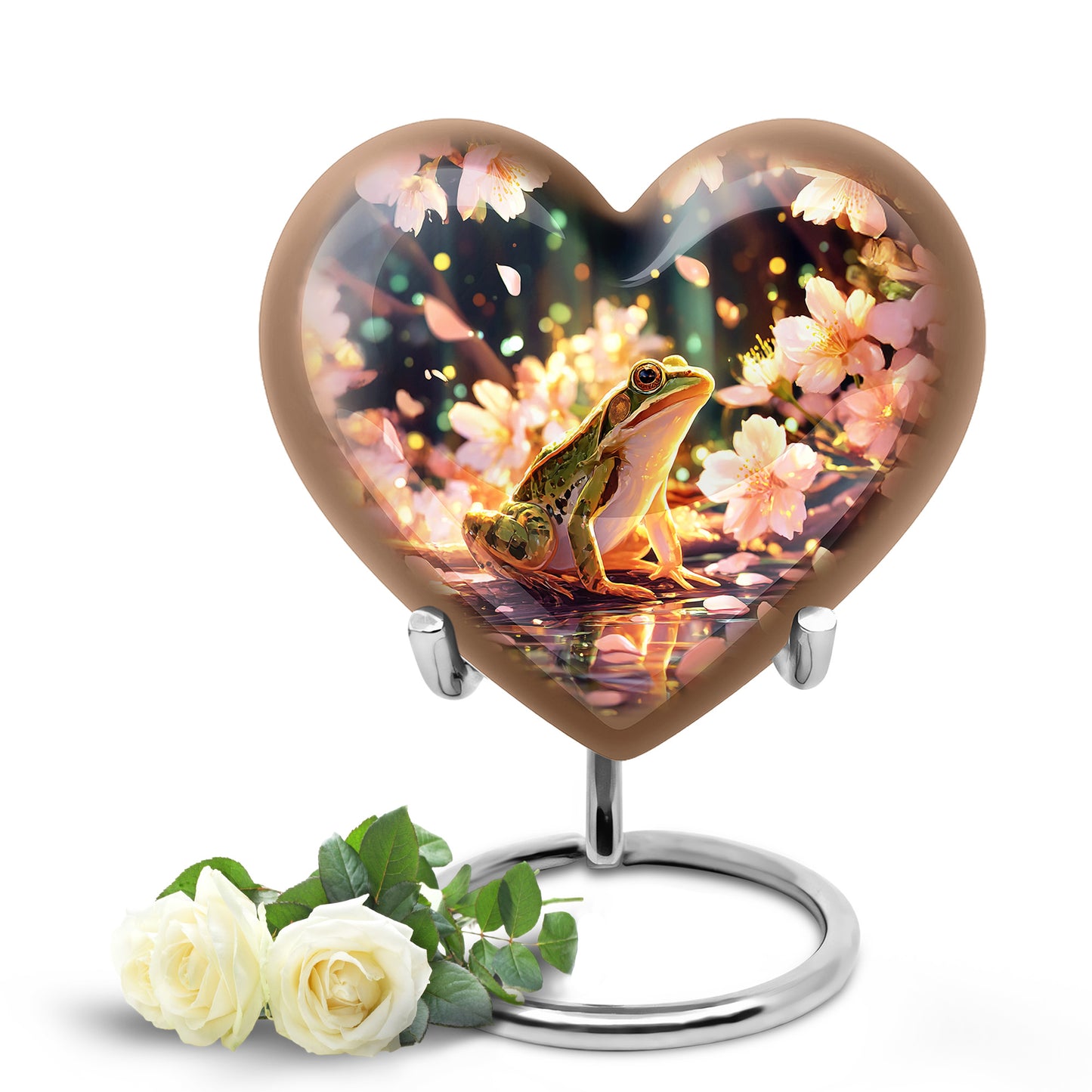 Gold Resounding Frog Memorial Urn for Ashes - 10-inch, 200 cu in - Yatskia