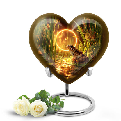 Personalized Frog Cremation Urns - Pristine Gold 10-inch, 200 cu in - Yatskia