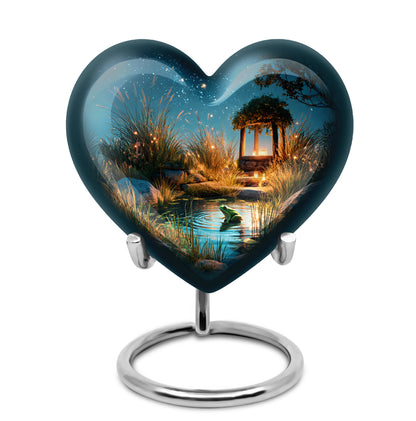 Personalized Elegant Frog Cremation Urns - Blue 10-inch, 200 cu in - Yatskia
