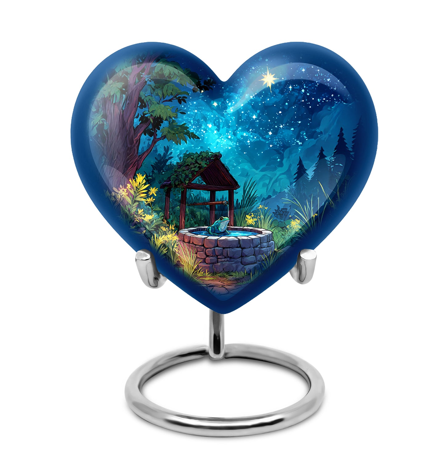 Blue Stately Frog Cremation Urns for Human Ashes - 10-inch, 200 cu in - Yatskia