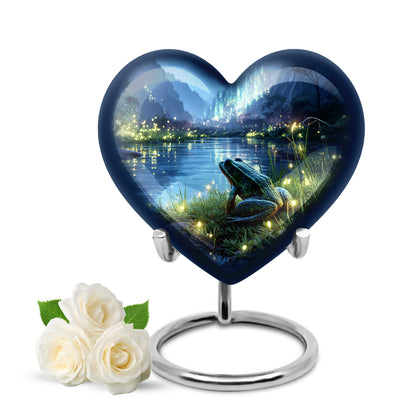 Personalized Blue Frog Cremation Urns for Ashes - Captivating 10-inch - Yatskia