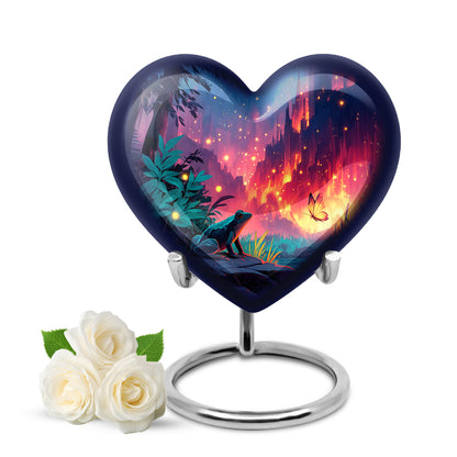 Luminous Blue Frog Sentinel Urn for Human Ashes - 10-inch, 200 cu in - Yatskia
