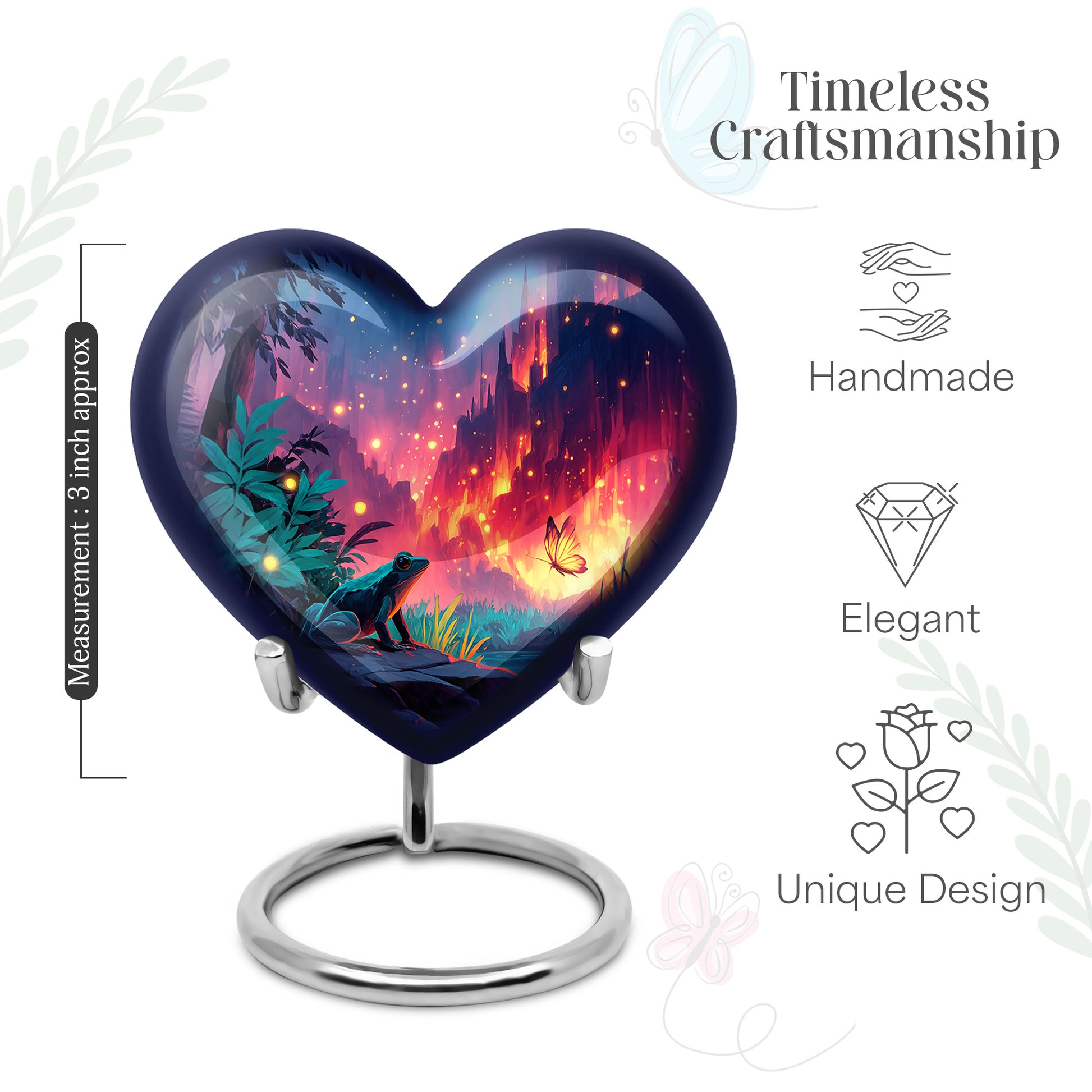 Twilight Blue Frog Cremation Urn front view showing detailed design - compassionate heart-frog combination with gentle curves - mini keepsake memorial for portion of cremation ashes
