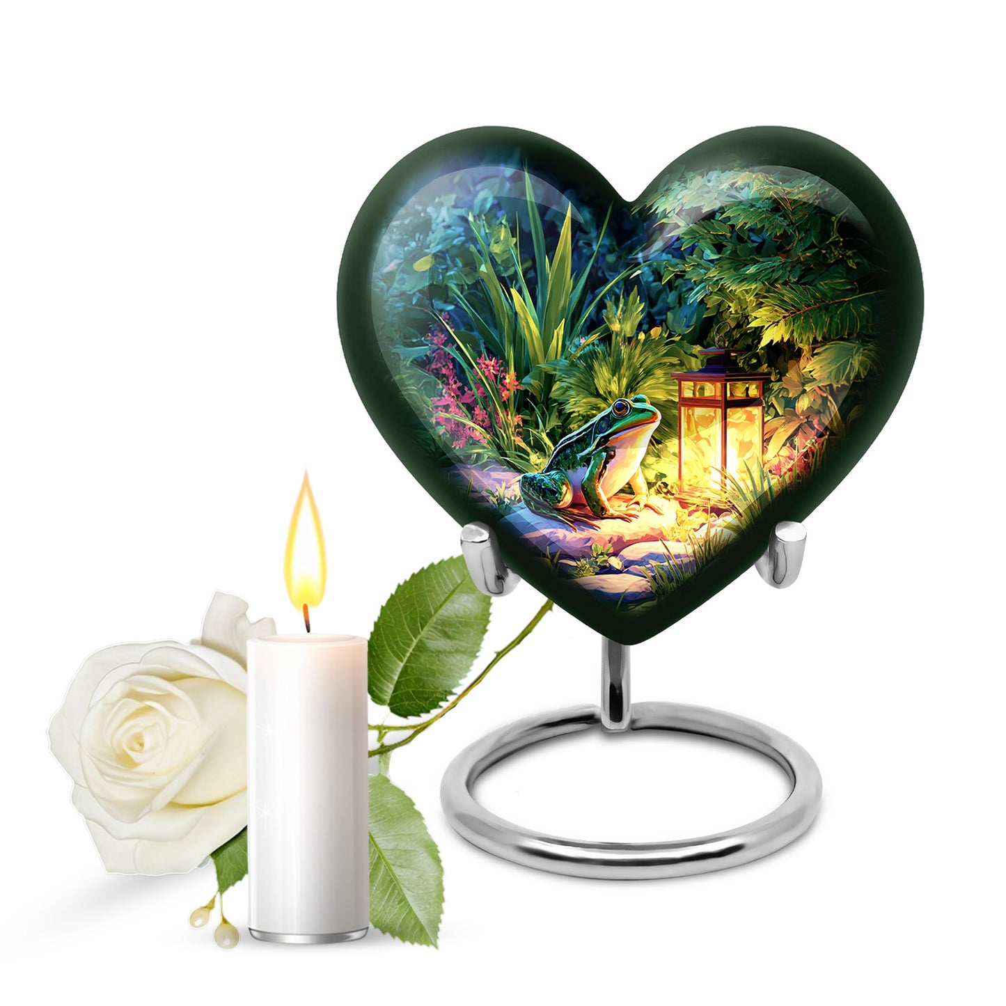 Blue Sacred Frog Cremation Urns for Human Ashes - 10-inch, 200 cu in - Yatskia
