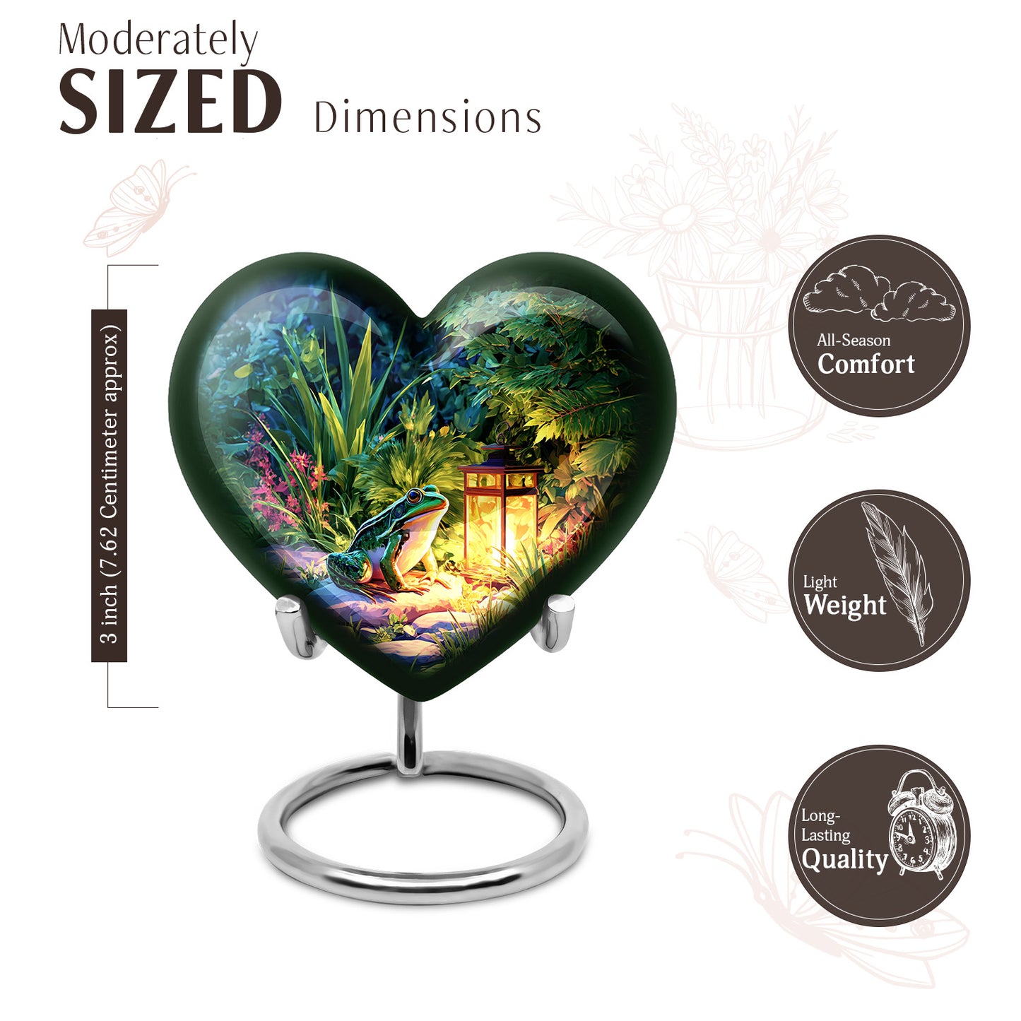 Indigo Frog Cremation Urn front view showing detailed design - heart-shaped frog design symbolizing eternal love - mini keepsake memorial for portion of cremation ashes