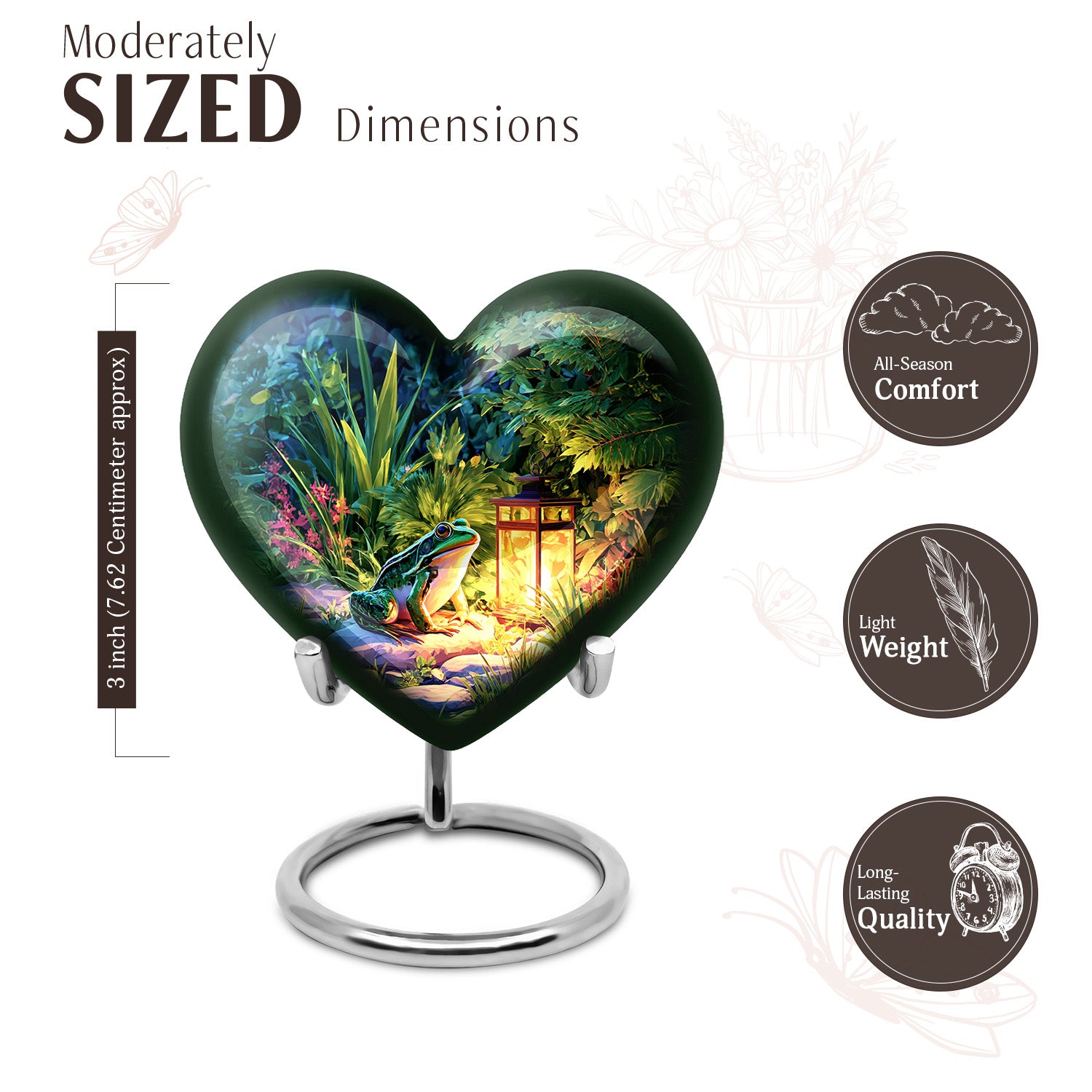 Indigo Frog Cremation Urn front view showing detailed design - heart-shaped frog design symbolizing eternal love - mini keepsake memorial for portion of cremation ashes