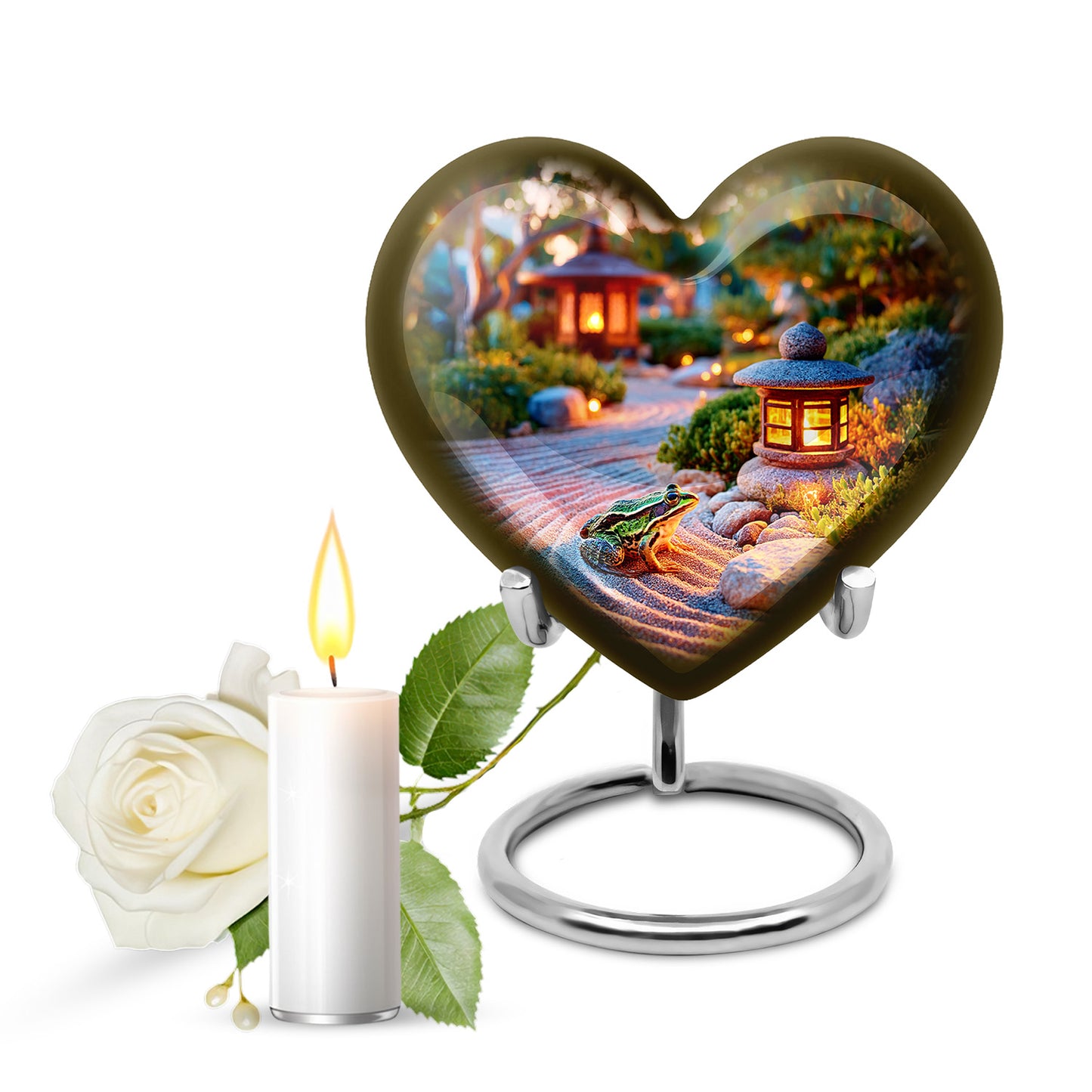 Personalized Elegant Frog Cremation Urns - Gold 10-inch, 200 cu in - Yatskia