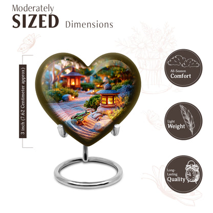 Sunrise Gold Frog Cremation Urn front view showing detailed design - heart-shaped frog design symbolizing eternal love - mini keepsake memorial for portion of cremation ashes