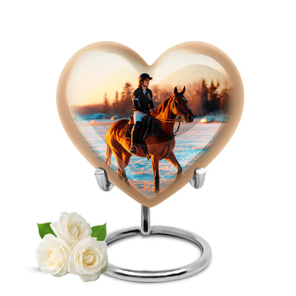 Silver Horse Polo Cremation Urns - Glorious Sanctuary 10-inch, 200 cu in - Yatskia