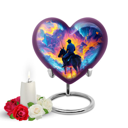 Blue Horse Polo Celebration Cremation Urns for Human Ashes - 10-inch, 200 cu in - Yatskia