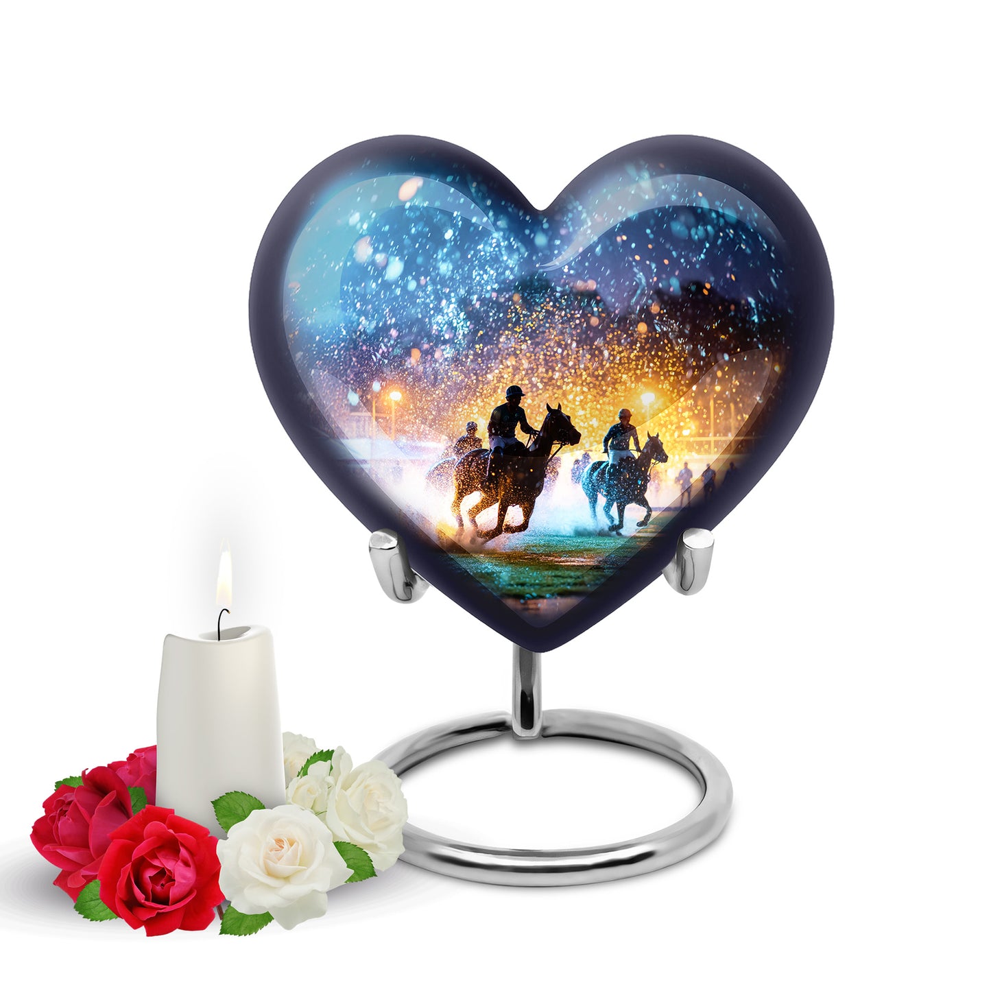 Personalized Blue Horse Polo Cremation Urns for Ashes - Transcendent 10-inch - Yatskia
