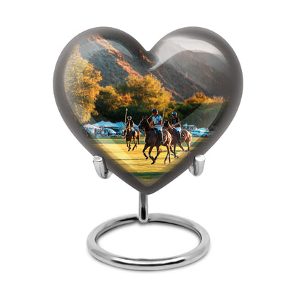 Silver Horse Polo Cremation Urns - Glorious Comfort 10-inch, 200 cu in - Yatskia