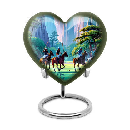 Illustrious Horse Polo Memorial Cremation Urns - Blue 10-inch, 200 cu in - Yatskia