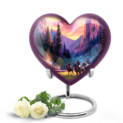 Graceful Gold Horse Polo Sentinel Urn for Human Ashes - 10-inch, 200 cu in - Yatskia