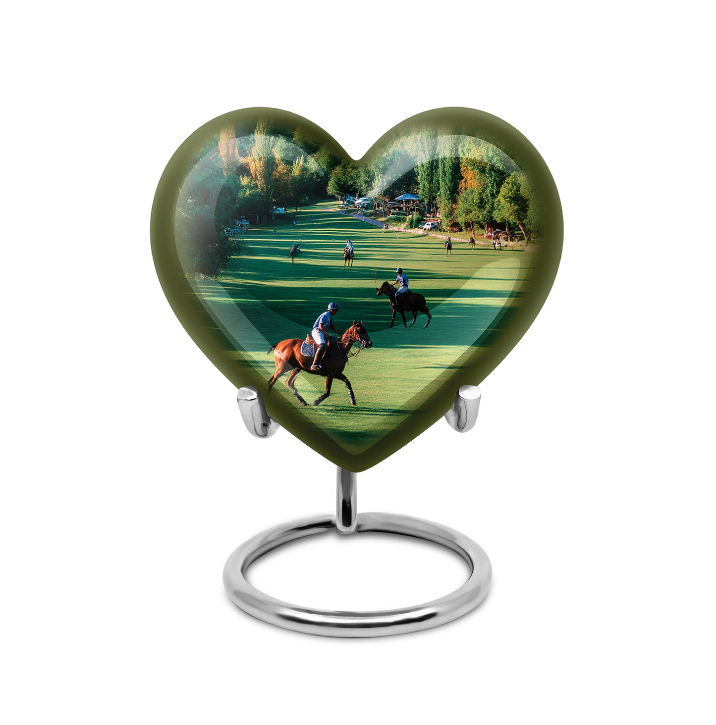 Ethereal Horse Polo Memorial Cremation Urns - Green 10-inch, 200 cu in - Yatskia