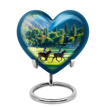 Personalized Teal Horse Polo Cremation Urns for Ashes - Captivating 10-inch - Yatskia