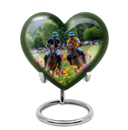 Personalized Seraphic Horse Polo Cremation Urns - Gray 10-inch, 200 cu in - Yatskia