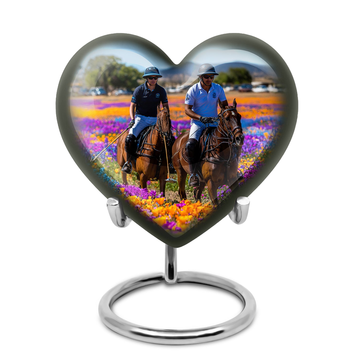 Ethereal Horse Polo Memorial Cremation Urns - Blue 10-inch, 200 cu in - Yatskia