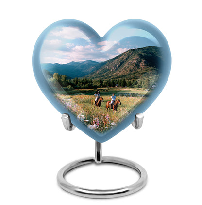 Personalized Blue Horse Polo Cremation Urns for Ashes - Majestic 10-inch - Yatskia