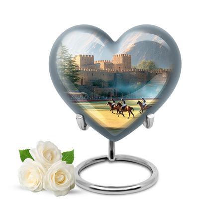 Personalized Silver Cherished Horse Polo Cremation Urns for Human Ashes - 10-inch, 200 cu in - Yatskia