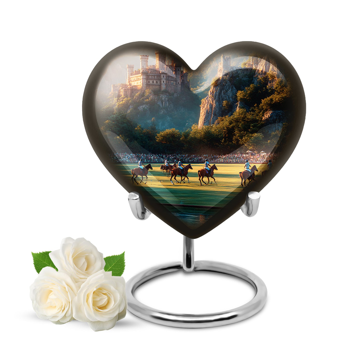 Regal Horse Polo Memorial Cremation Urns - Gold 10-inch, 200 cu in - Yatskia