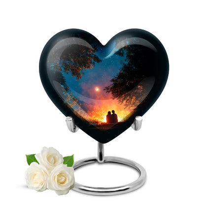 Teal Stately Campfire Cremation Urns for Human Ashes - 10-inch, 200 cu in - Yatskia