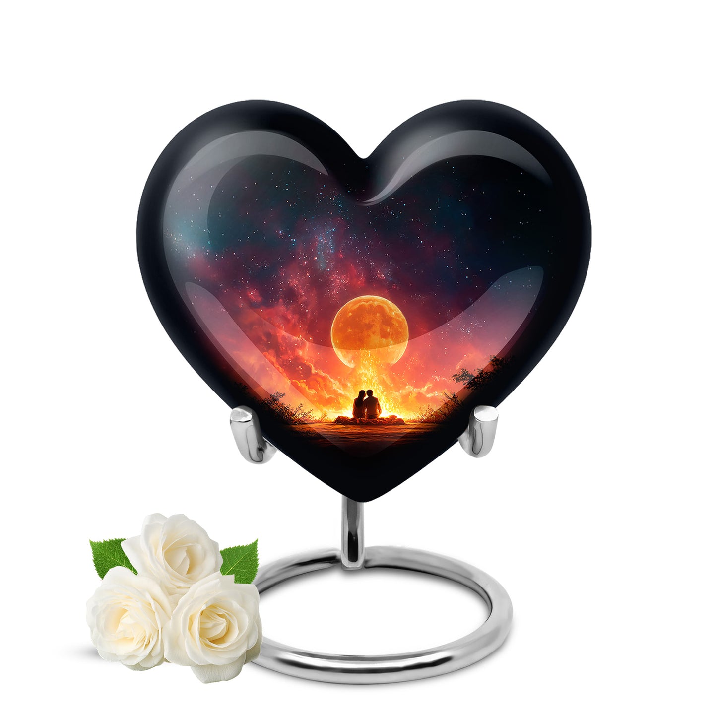 Black Breathtaking Campfire Memorial Urn for Ashes - 10-inch, 200 cu in - Yatskia