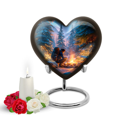 Resplendent Blue Campfire Cremation Urn for Ashes - 10-inch, 200 cu in - Yatskia