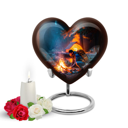 Personalized Blue Cherished Campfire Cremation Urns for Human Ashes - 10-inch, 200 cu in - Yatskia