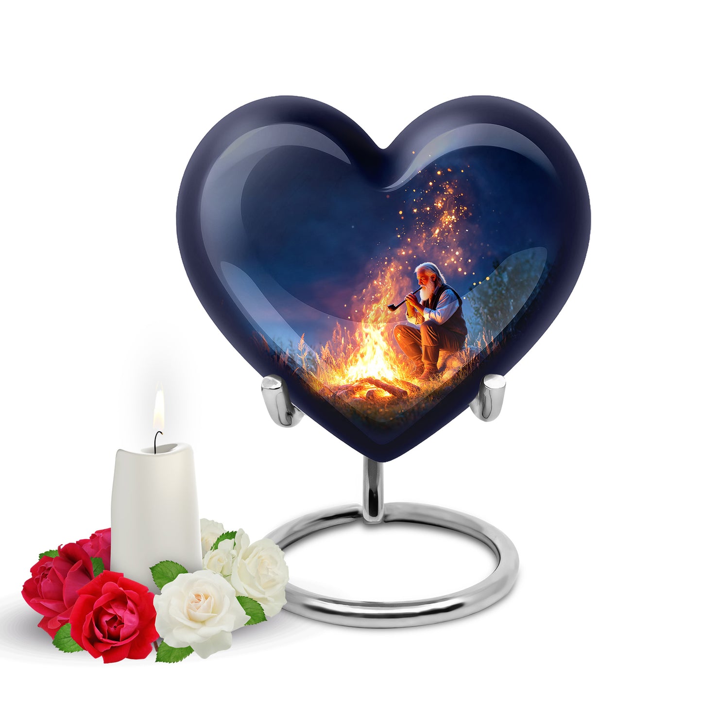 Blue Campfire Cremation Urns - Opulent Keepsake 10-inch, 200 cu in - Yatskia