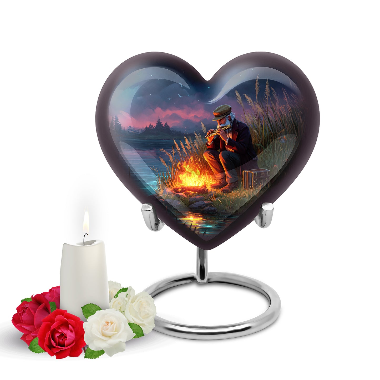 Personalized Blue Campfire Cremation Urns for Ashes - Majestic 10-inch - Yatskia