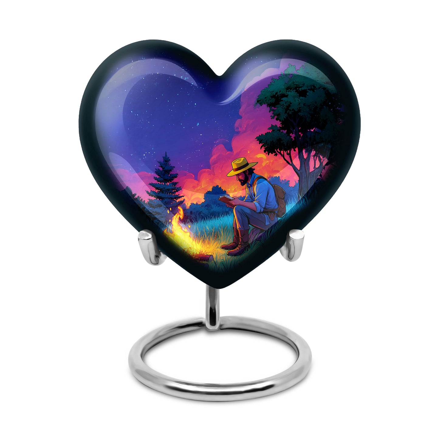 Personalized Eternal Campfire Cremation Urns - Blue 10-inch, 200 cu in - Yatskia
