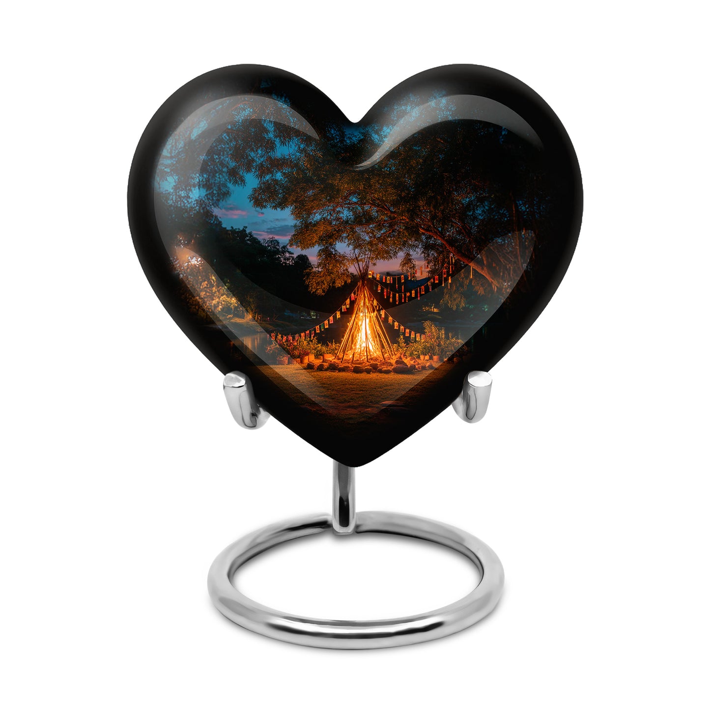 Blue Comforting Campfire Memorial Urn for Ashes - 10-inch, 200 cu in - Yatskia