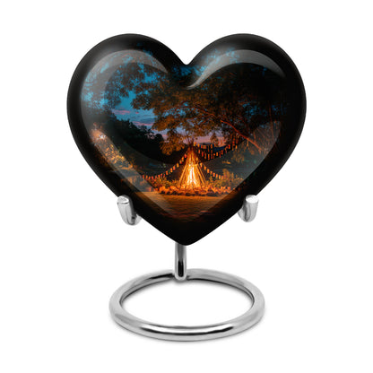 Blue Comforting Campfire Memorial Urn for Ashes - 10-inch, 200 cu in - Yatskia