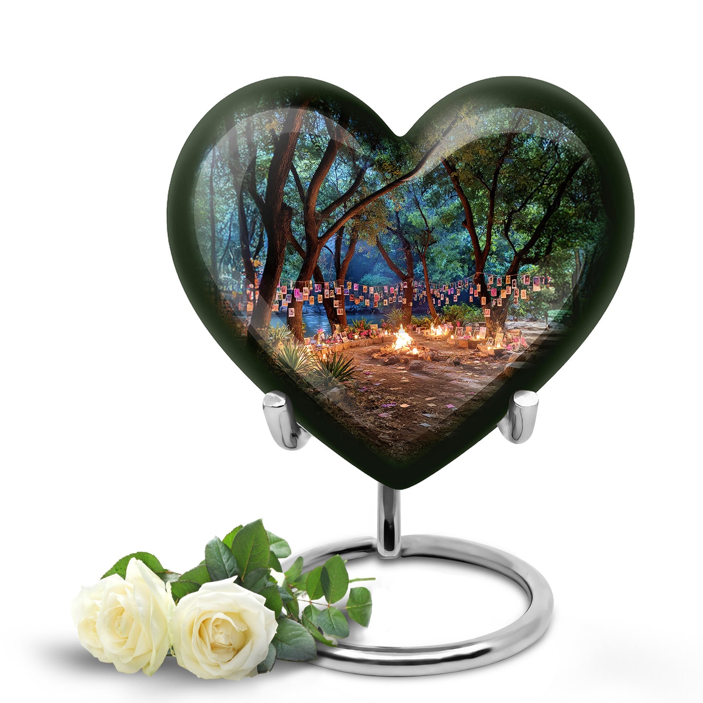 Personalized Black Steadfast Campfire Cremation Urns for Human Ashes - 10-inch, 200 cu in - Yatskia
