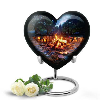 Dignified Blue Campfire Cremation Urn for Ashes - 10-inch, 200 cu in - Yatskia