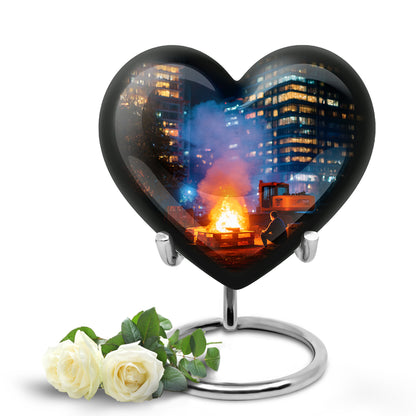 Personalized Black Heavenly Campfire Cremation Urns for Human Ashes - 10-inch, 200 cu in - Yatskia
