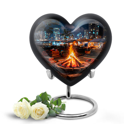 Black Stately Campfire Cremation Urns for Human Ashes - 10-inch, 200 cu in - Yatskia