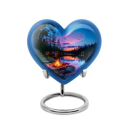 Blue Treasured Campfire Cremation Urns for Human Ashes - 10-inch, 200 cu in - Yatskia