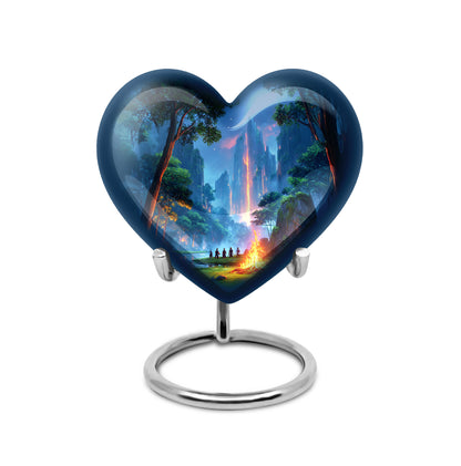 Blue Exquisite Campfire Memorial Urn for Ashes - 10-inch, 200 cu in - Yatskia