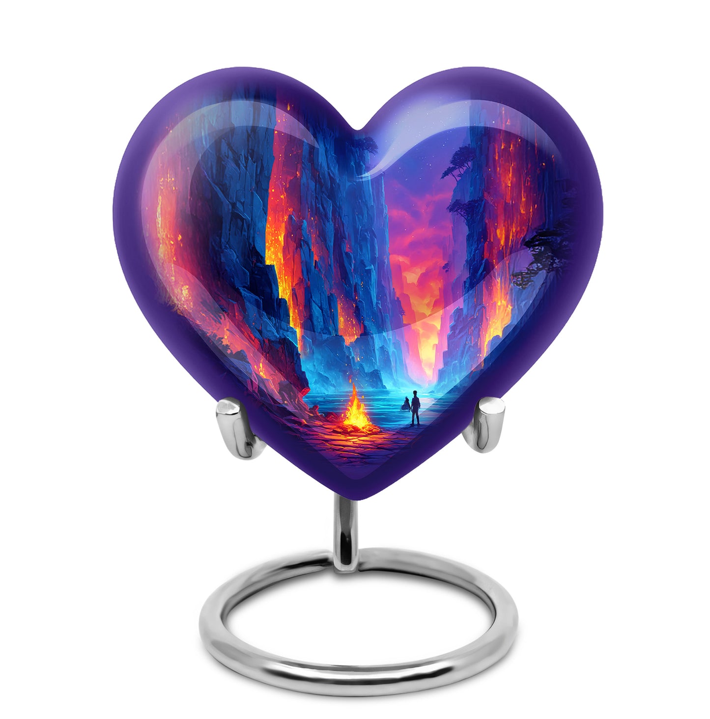 Lustrous Campfire Cremation Urns for Human Ashes - Blue 10-inch - Yatskia