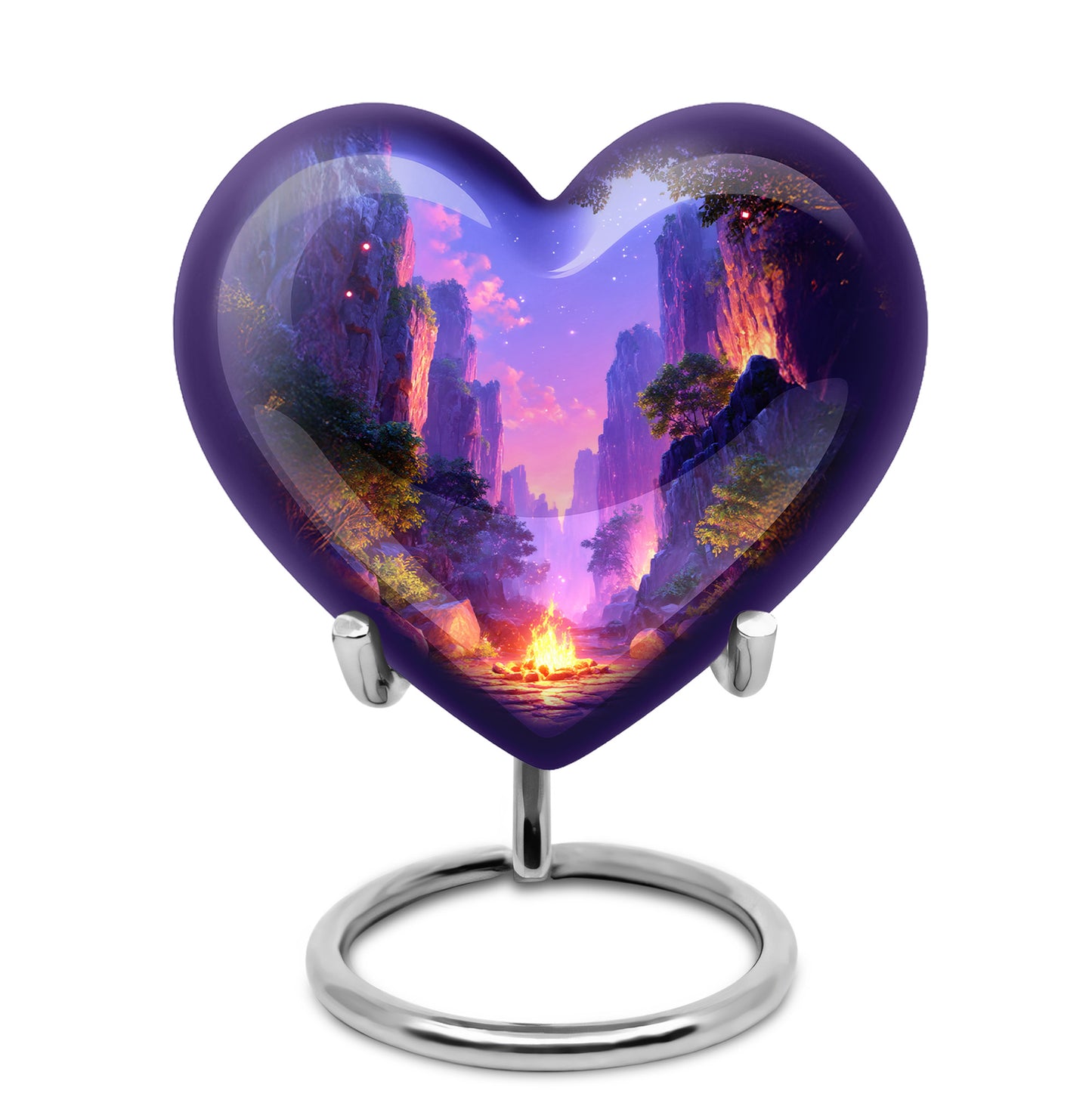 Personalized Elegant Campfire Cremation Urns - Blue 10-inch, 200 cu in - Yatskia