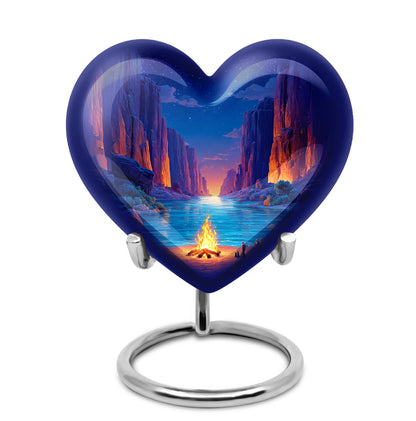 Blue Sacred Campfire Cremation Urns for Human Ashes - 10-inch, 200 cu in - Yatskia