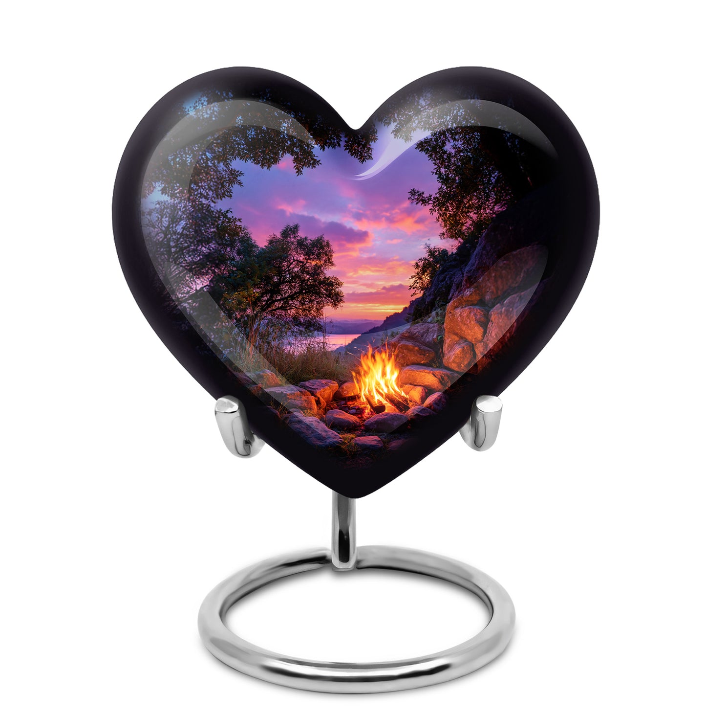 Black Comforting Campfire Memorial Urn for Ashes - 10-inch, 200 cu in - Yatskia