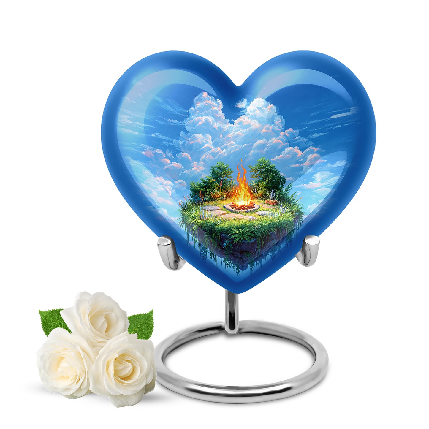 Blue Venerable Campfire Cremation Urns for Human Ashes - 10-inch, 200 cu in - Yatskia