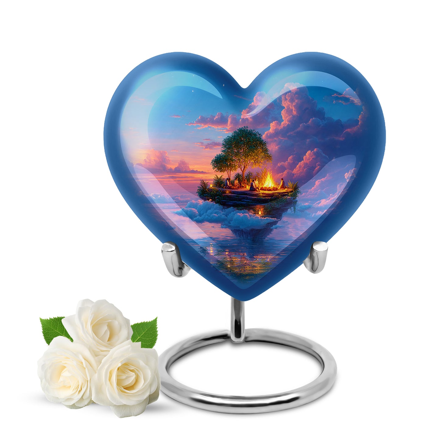 Blue Campfire Haven Cremation Urns for Human Ashes - 10-inch, 200 cu in - Yatskia