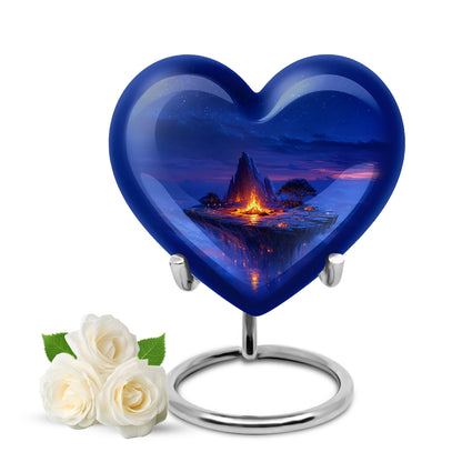 Radiant Campfire Memorial Cremation Urns - Blue 10-inch, 200 cu in - Yatskia