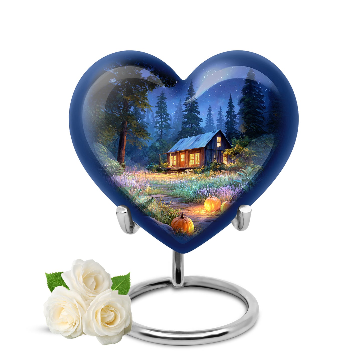 Personalized Blue Halloween Cremation Urns for Ashes - Peaceful 10-inch - Yatskia