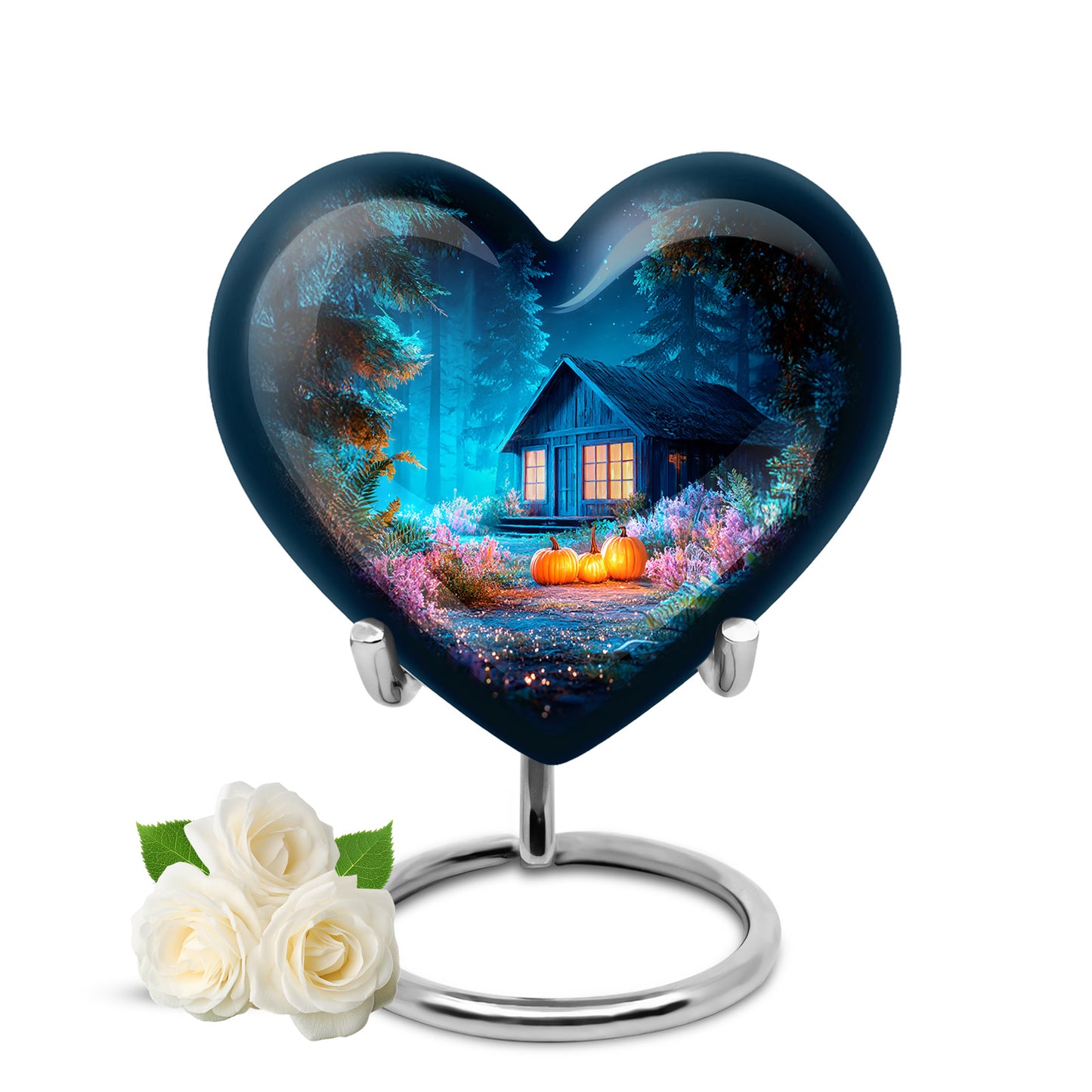 Graceful Blue Halloween Haven Urn for Human Ashes - 10-inch, 200 cu in - Yatskia