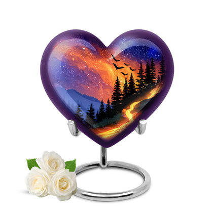 Blue Comforting Halloween Memorial Urn for Ashes - 10-inch, 200 cu in - Yatskia